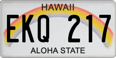 HI license plate EKQ217