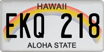 HI license plate EKQ218