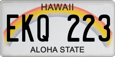 HI license plate EKQ223