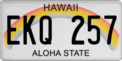 HI license plate EKQ257