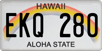 HI license plate EKQ280