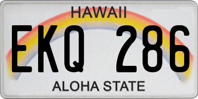 HI license plate EKQ286
