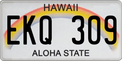 HI license plate EKQ309