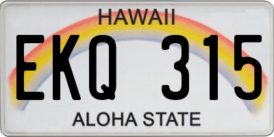 HI license plate EKQ315