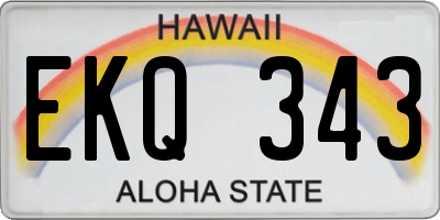 HI license plate EKQ343