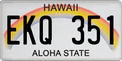 HI license plate EKQ351