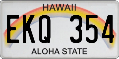 HI license plate EKQ354