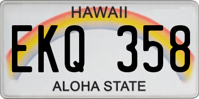 HI license plate EKQ358