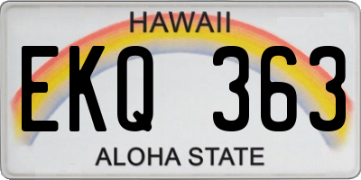 HI license plate EKQ363