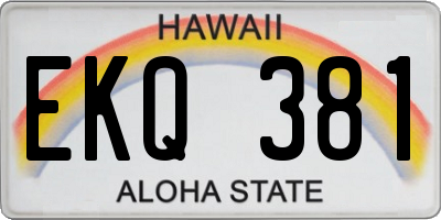 HI license plate EKQ381