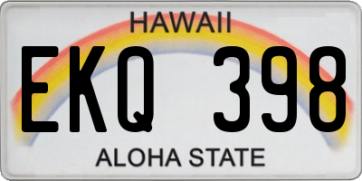 HI license plate EKQ398