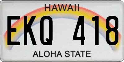 HI license plate EKQ418