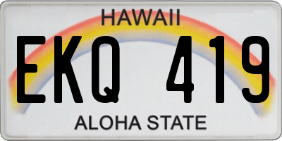 HI license plate EKQ419
