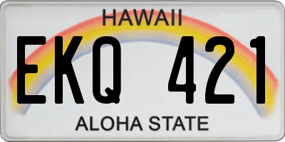 HI license plate EKQ421