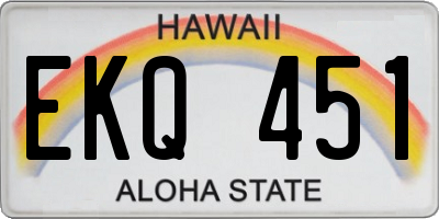 HI license plate EKQ451