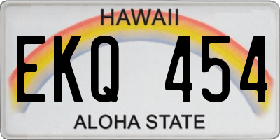 HI license plate EKQ454
