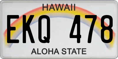 HI license plate EKQ478