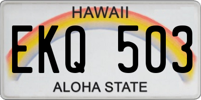 HI license plate EKQ503