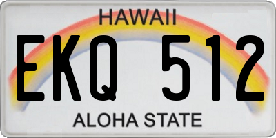 HI license plate EKQ512