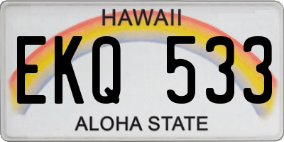 HI license plate EKQ533