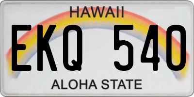 HI license plate EKQ540