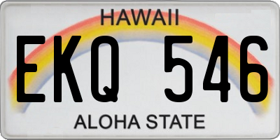 HI license plate EKQ546