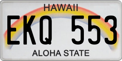 HI license plate EKQ553