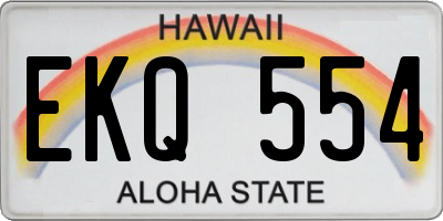 HI license plate EKQ554