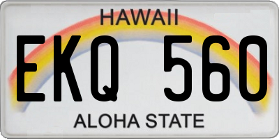 HI license plate EKQ560