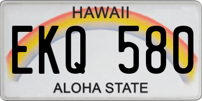 HI license plate EKQ580