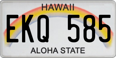 HI license plate EKQ585