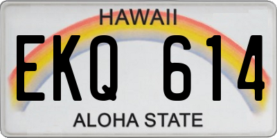 HI license plate EKQ614