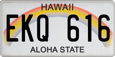 HI license plate EKQ616