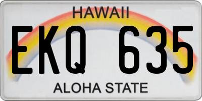 HI license plate EKQ635