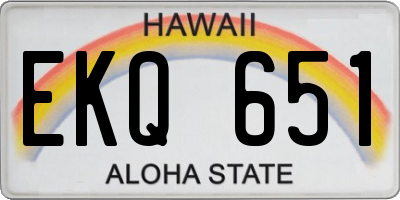 HI license plate EKQ651