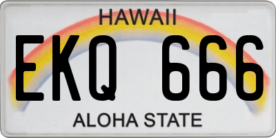 HI license plate EKQ666