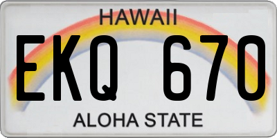 HI license plate EKQ670