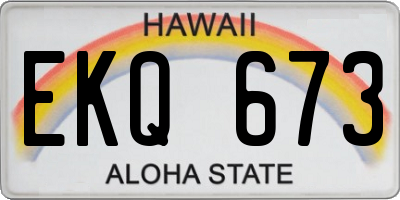 HI license plate EKQ673