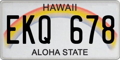 HI license plate EKQ678