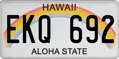 HI license plate EKQ692