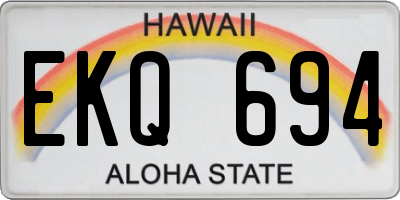 HI license plate EKQ694