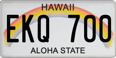 HI license plate EKQ700