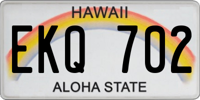 HI license plate EKQ702