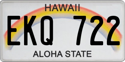 HI license plate EKQ722