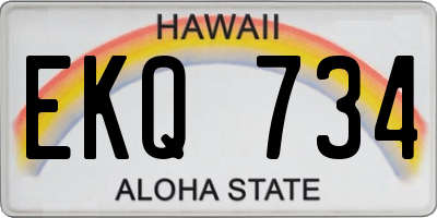 HI license plate EKQ734