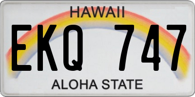 HI license plate EKQ747