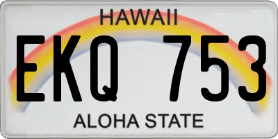 HI license plate EKQ753
