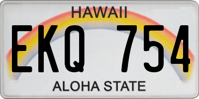HI license plate EKQ754