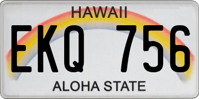 HI license plate EKQ756