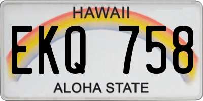 HI license plate EKQ758